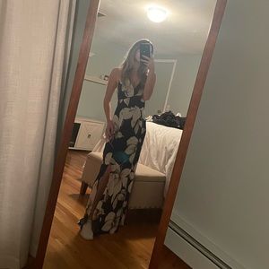 chinese dress ladies Ace Floral Dynamite Velvet Strapless Maxi Dress Curve Black-Multi / 2X by Sugarlips